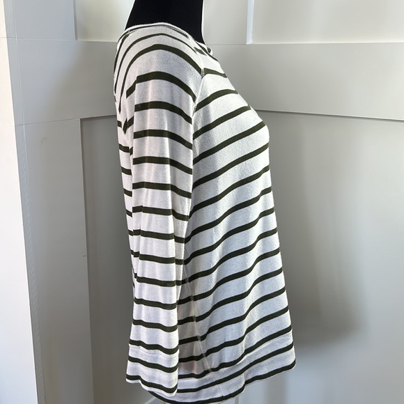 Market & Spruce lightweight army green striped sweater. - Picture 3 of 6